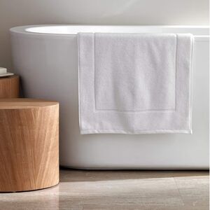 FRETTE Hotel Classic White Cotton Shower Bath Mat Single Line Design